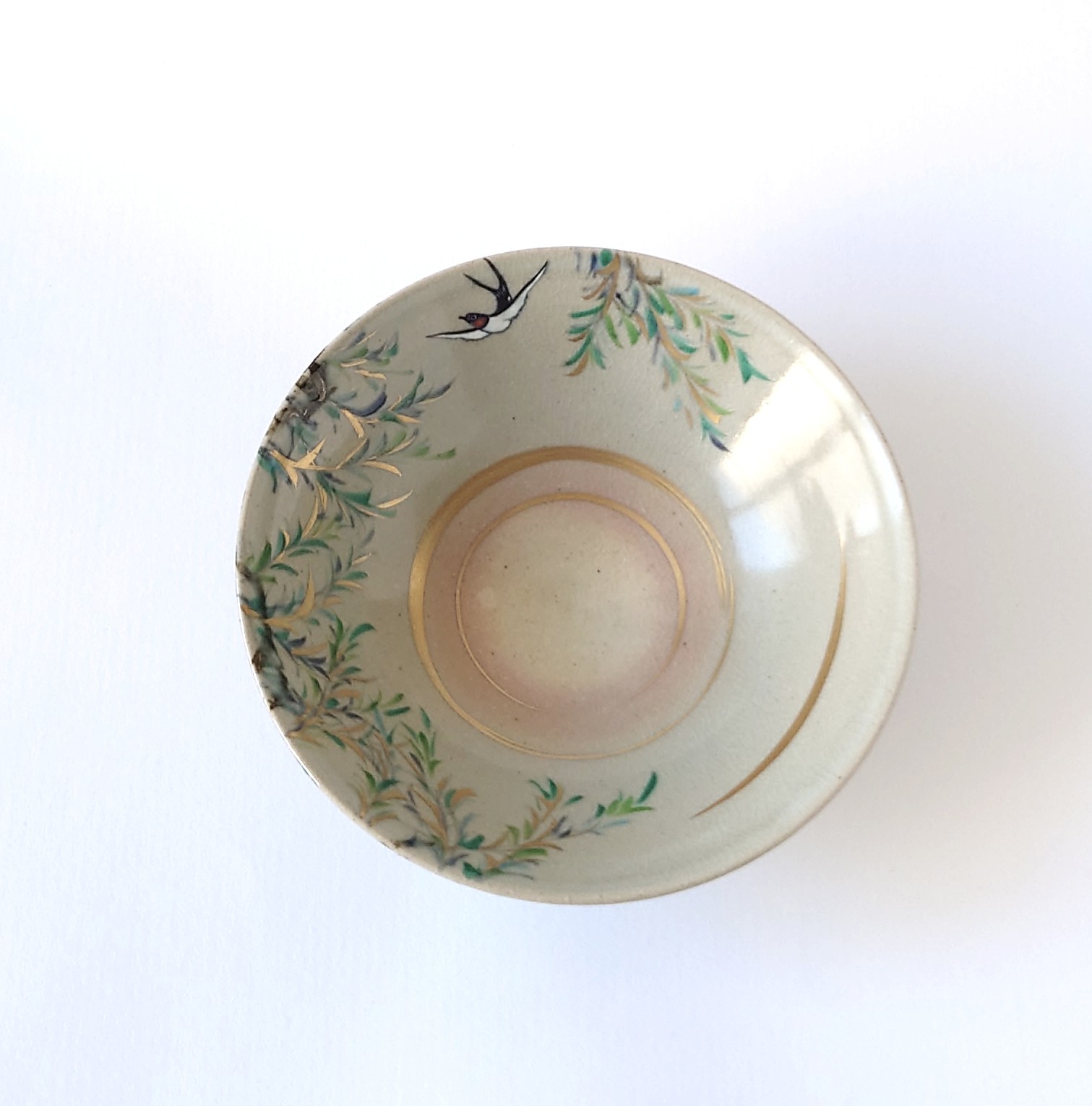柳に燕図　茶碗